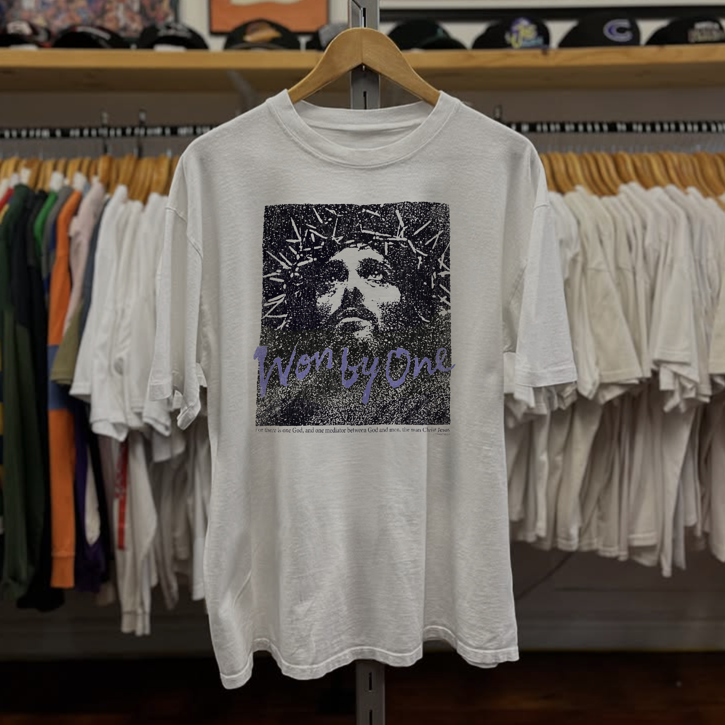Rare Jesus Worn By One Washed White Tee