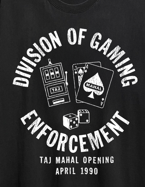 Rare Taj Mahal Division Of Gaming Enforcement Washed Black Tee